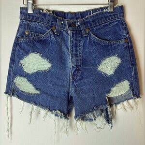 ❗️Levi's ORANGE TAB VINTAGE Frayed Blue Cut Off Jean Shorts size 29